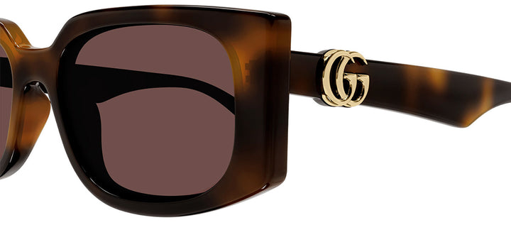 Gucci GG 1534S 002 Rectangle Plastic Havana Sunglasses with Brown Lens