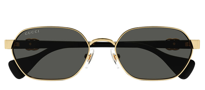Gucci GG 1593S 001 Geometric Metal Gold Sunglasses with Grey Lens