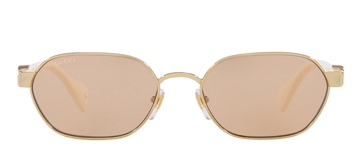 Gucci GG LOGO GG 1593S 002 Geometric Metal Gold Sunglasses with Pink Mirror Lens