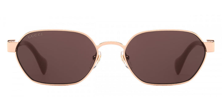 Gucci GG 1593S 003 Geometric Metal Gold Sunglasses with Brown Lens