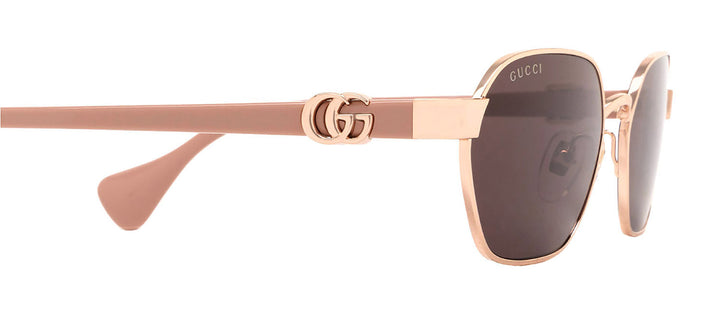 Gucci GG 1593S 003 Geometric Metal Gold Sunglasses with Brown Lens