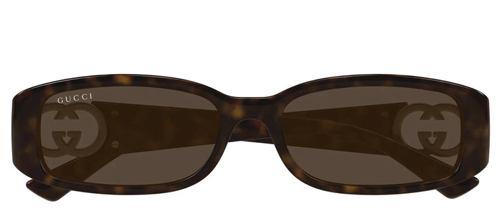 Gucci GG 1661S 002 Rectangle Plastic Havana Sunglasses with Brown Lens