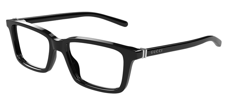 Gucci GG 1672O 001 Rectangle Plastic Black Eyeglasses with Logo Stamped Demo Lenses Lens