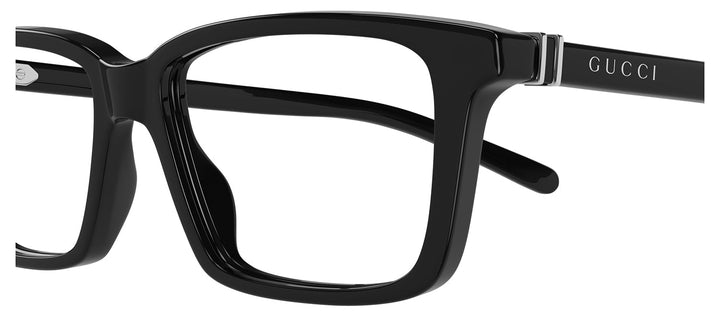 Gucci GG 1672O 001 Rectangle Plastic Black Eyeglasses with Logo Stamped Demo Lenses Lens