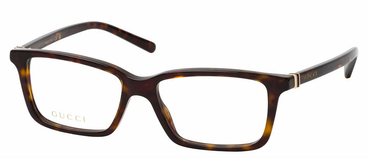Gucci GG 1672O 002 Rectangle Plastic Havana Eyeglasses with Logo Stamped Demo Lenses