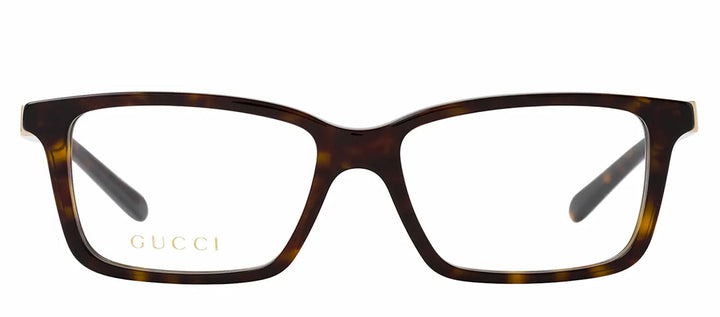 Gucci GG 1672O 002 Rectangle Plastic Havana Eyeglasses with Logo Stamped Demo Lenses