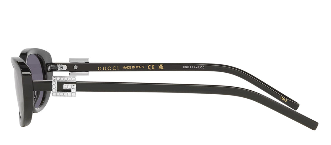Gucci GG 1680S 002 Oval Plastic Black Sunglasses with Grey Lens