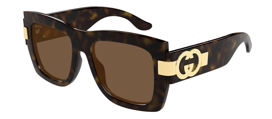 Gucci GG 1688S 002 Square Plastic Havana Sunglasses with Brown Lens