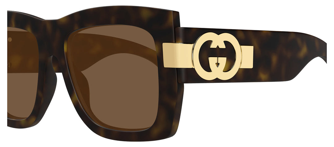 Gucci GG 1688S 002 Square Plastic Havana Sunglasses with Brown Lens