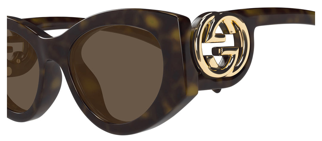 Gucci GG 1691S 002 Butterfly Plastic Havana Sunglasses with Brown Lens