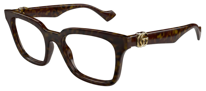 Gucci GG 1728O 002 Square Plastic Havana Eyeglasses with Logo Stamped Demo Lenses
