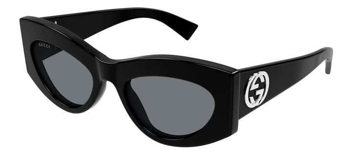Gucci GG 1843S 001 Geometric Plastic Black Sunglasses with Grey Lens