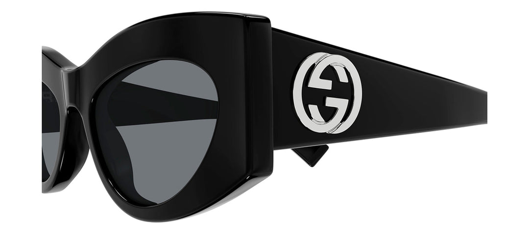 Gucci GG 1843S 001 Geometric Plastic Black Sunglasses with Grey Lens