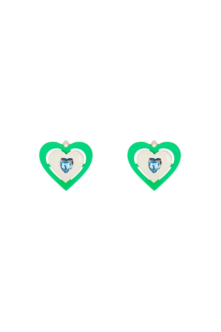 Saf Safu 'green Neon Heart' Clip-On Earrings