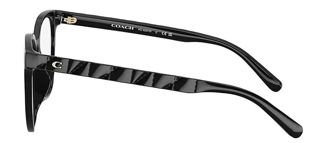 Coach HC 6267D 5002 Square Plastic Black Eyeglasses with Logo Stamped Demo Lenses