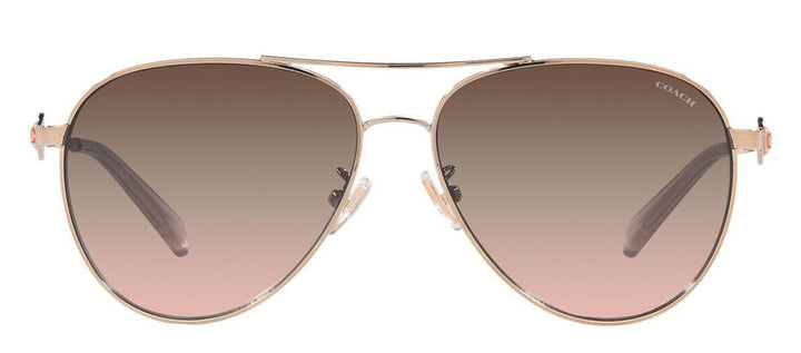 Coach HC 7128 9331U8 Pilot Metal Gold Sunglasses with Brown Gradient Lens