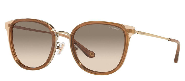Coach HC 7135 565413 Square Metal Brown Sunglasses with Brown Gradient Lens