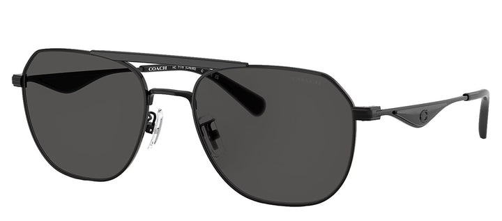 Coach HC 7178 939387 Pilot Metal Black Sunglasses with Grey Lens