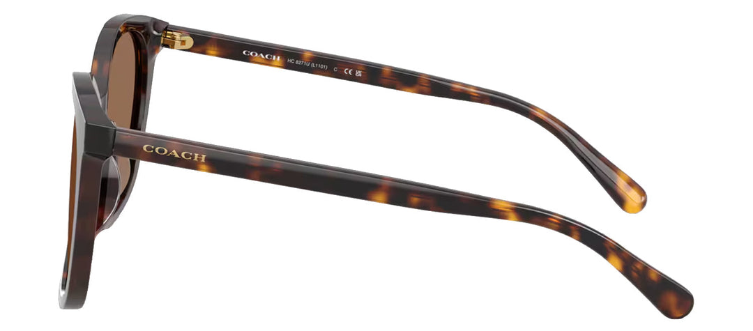 Coach HC 8271U 512073 Square Plastic Tortoise Sunglasses with Brown Lens