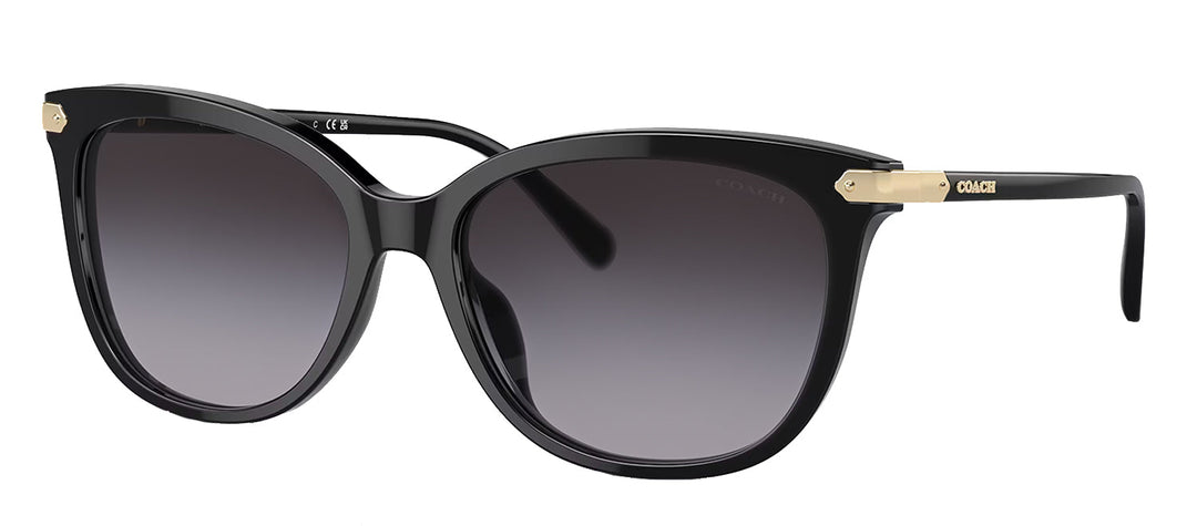 Coach HC 8378U 50028G Cat-Eye Plastic Black Sunglasses with Grey Gradient Lens