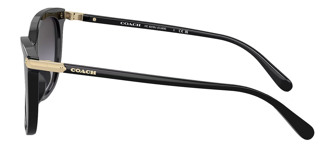 Coach HC 8378U 50028G Cat-Eye Plastic Black Sunglasses with Grey Gradient Lens