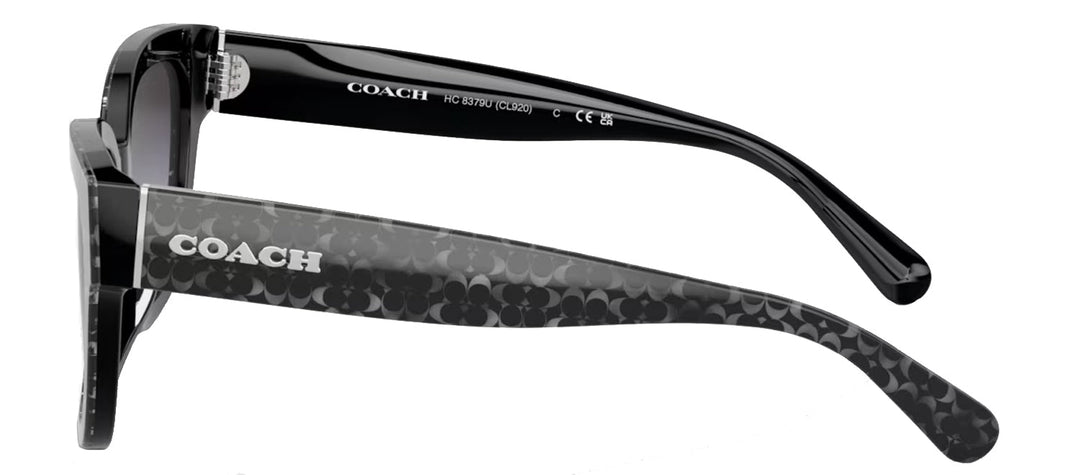 Coach HC 8379U 52208G Butterfly Plastic Grey Sunglasses with Grey Gradient Lens