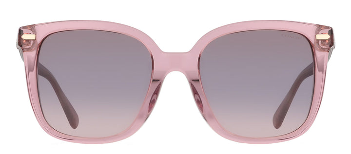 Coach HC 8381U 57820J Square Plastic Pink Sunglasses with Blue Gradient Lens