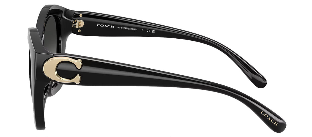 Coach HC 8421U 50023C Irregular Plastic Black Sunglasses with Grey Gradient Lens