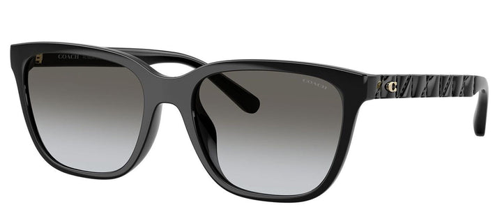 Coach HC 8429D 50023C Square Plastic Black Sunglasses with Grey Gradient Lens