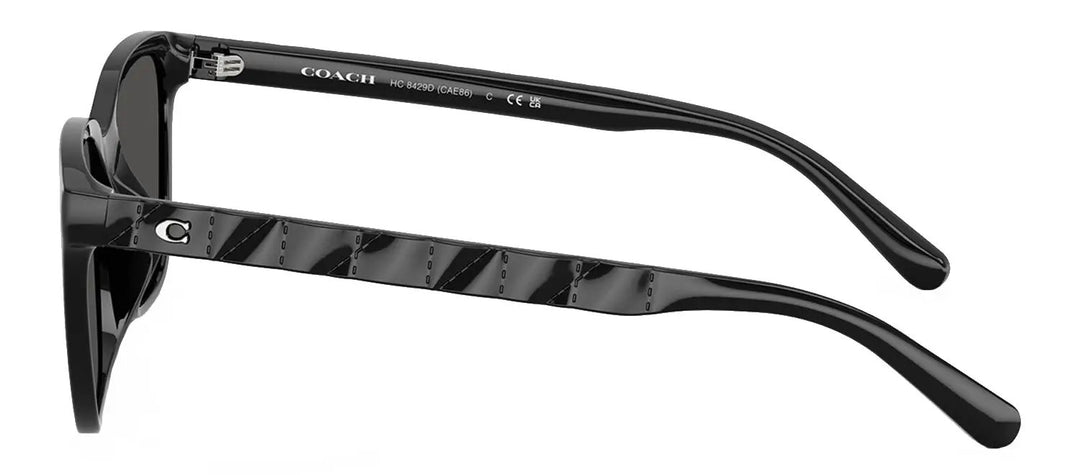 Coach Cae86 HC 8429D 500287 Square Plastic Black Sunglasses with Grey Lens