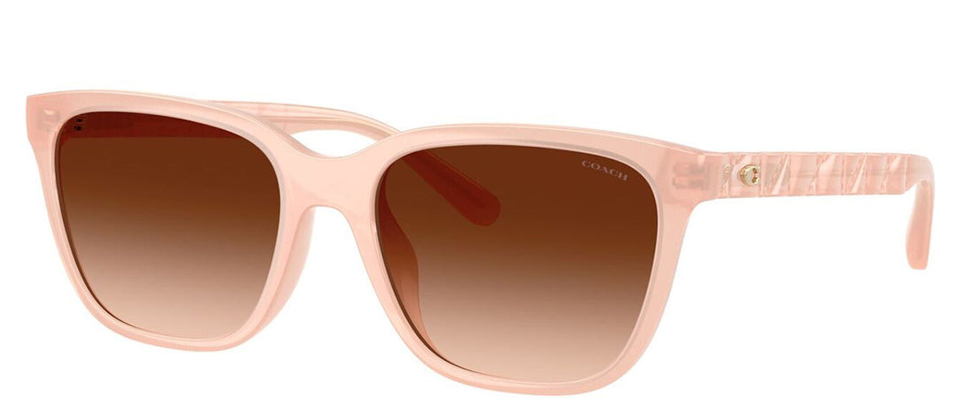 Coach HC 8429D 511374 Square Plastic Pink Sunglasses with Brown Gradient Lens