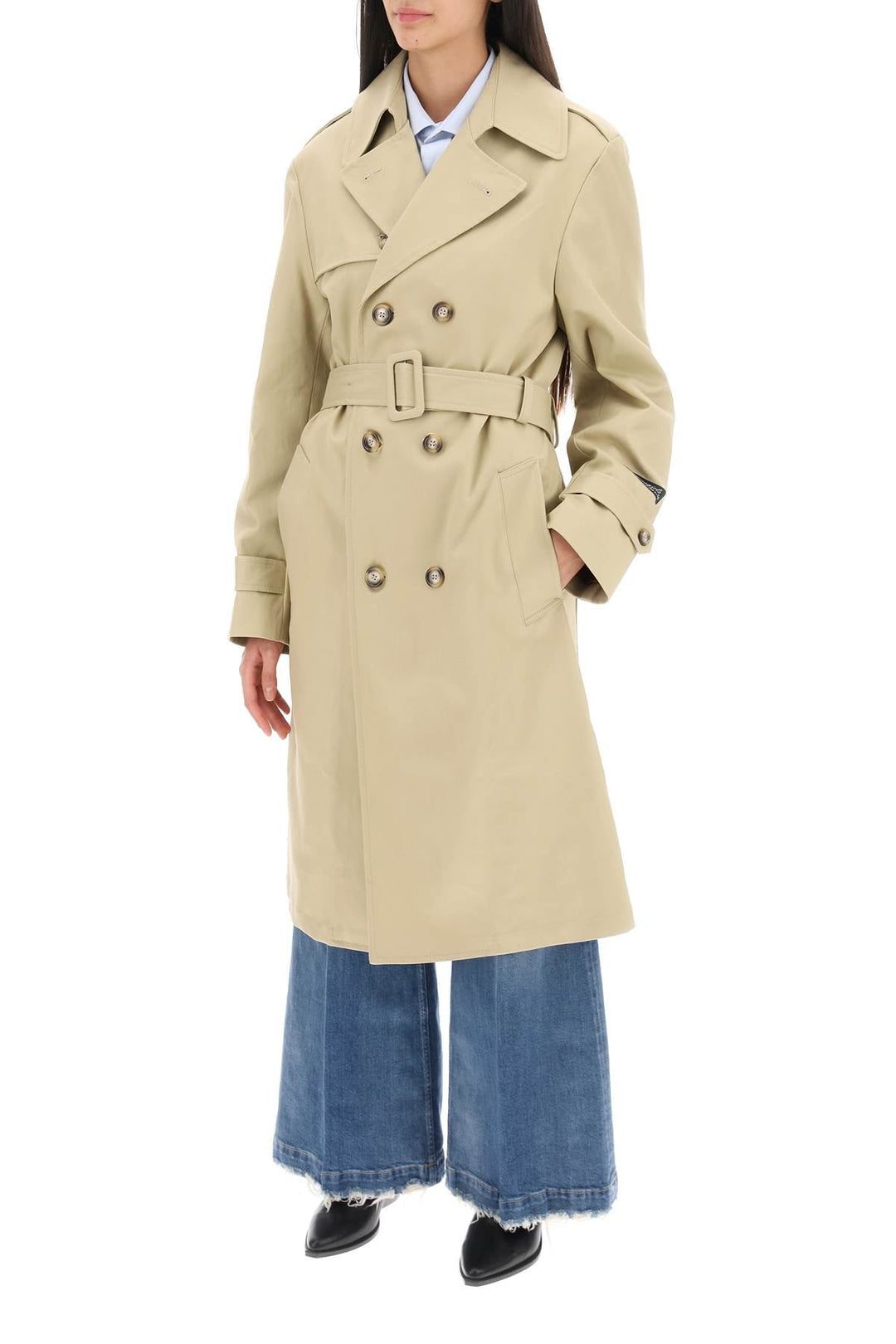 Homme Girls Cotton Double-Breasted Trench Coat