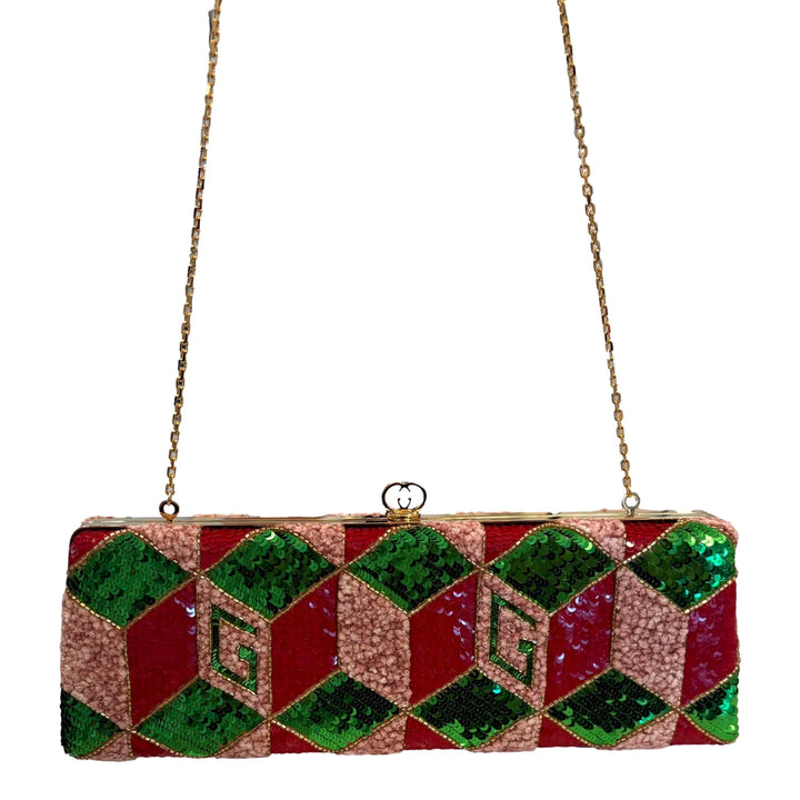 Gucci Broadway Embellished Sequins & Crystals Clutch