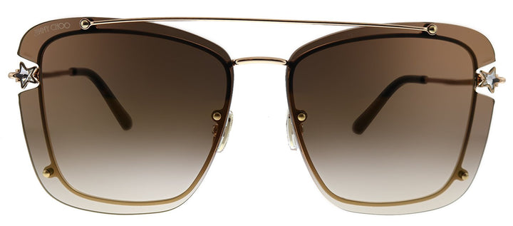 Jimmy Choo JC AMBRA/S DDB JL Rectangle Metal Gold Sunglasses with Brown Lens