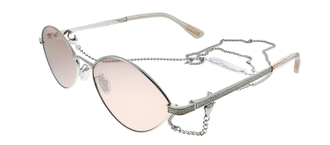 Jimmy Choo JC SONNY/S 9F6 2S Geometric Metal Silver Sunglasses with Pink Mirror Lens