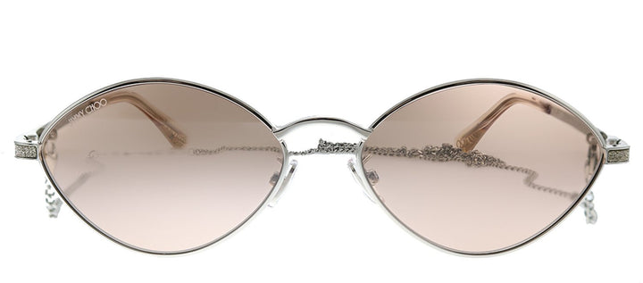 Jimmy Choo JC SONNY/S 9F6 2S Geometric Metal Silver Sunglasses with Pink Mirror Lens