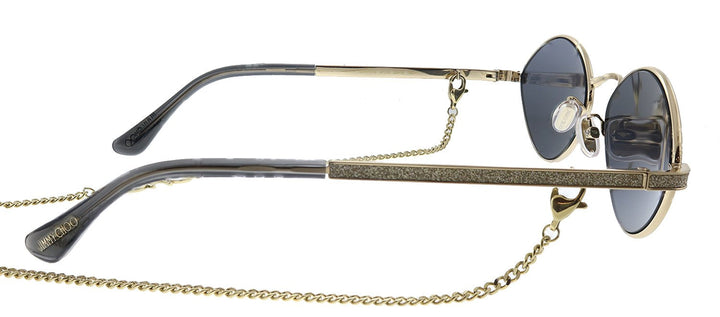 Jimmy Choo JC Sonny/S 2F7 Oval Metal Gold Sunglasses with Grey Lens