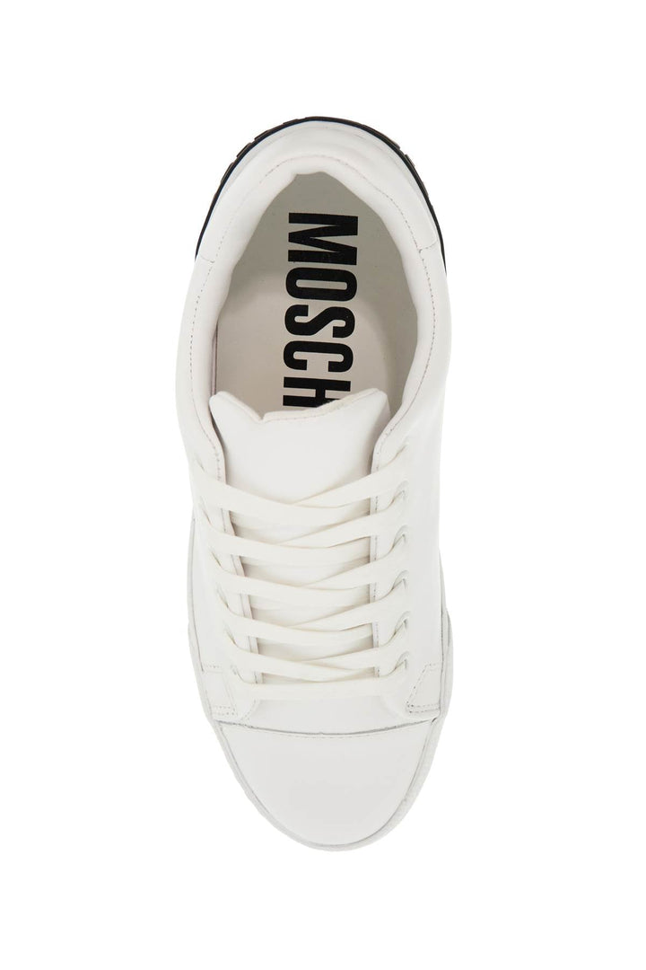 Moschino Leather Sneakers With Rubber Logo Detail.