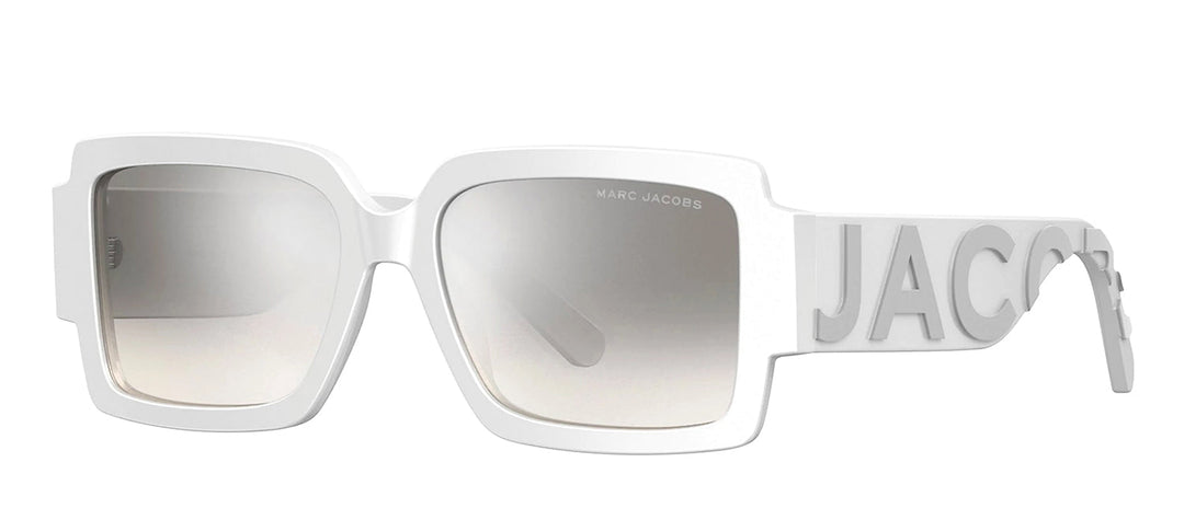 Marc Jacobs MARC 693/S HYM_IC Rectangle Plastic White Sunglasses with Grey Mirror Lens