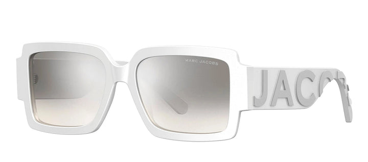 Marc Jacobs MARC 693/S HYM_IC Rectangle Plastic White Sunglasses with Grey Mirror Lens