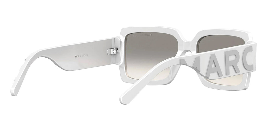 Marc Jacobs MARC 693/S HYM_IC Rectangle Plastic White Sunglasses with Grey Mirror Lens