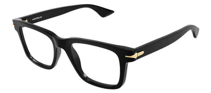 MontBlanc MB 0266O 001 Rectangle Plastic Black Eyeglasses with Logo Stamped Demo Lenses