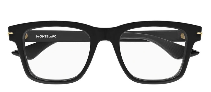 MontBlanc MB 0266O 001 Rectangle Plastic Black Eyeglasses with Logo Stamped Demo Lenses
