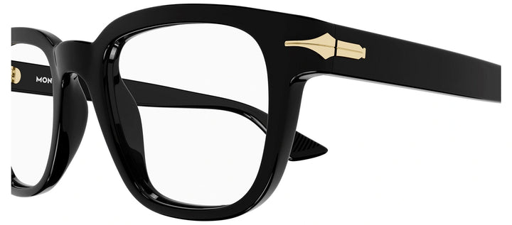 MontBlanc MB 0305O 001 Square Plastic Black Eyeglasses with Logo Stamped Demo Lenses
