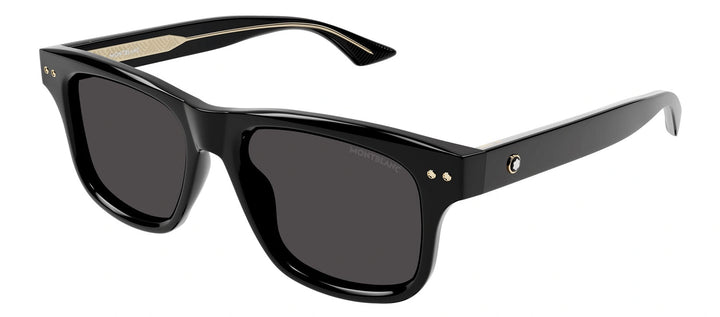MontBlanc MB 0319S 001 Rectangle Plastic Black Sunglasses with Grey Lens