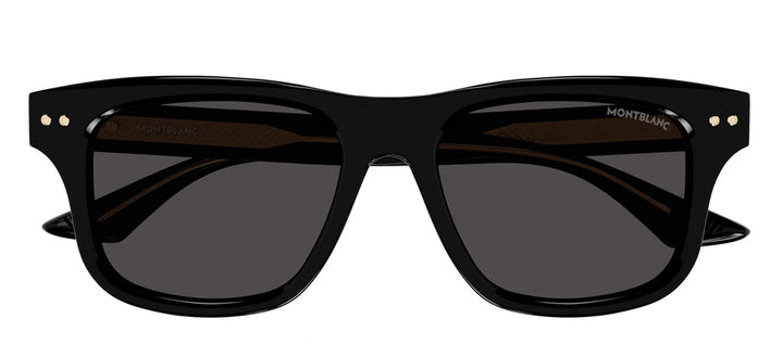 MontBlanc MB 0319S 001 Rectangle Plastic Black Sunglasses with Grey Lens