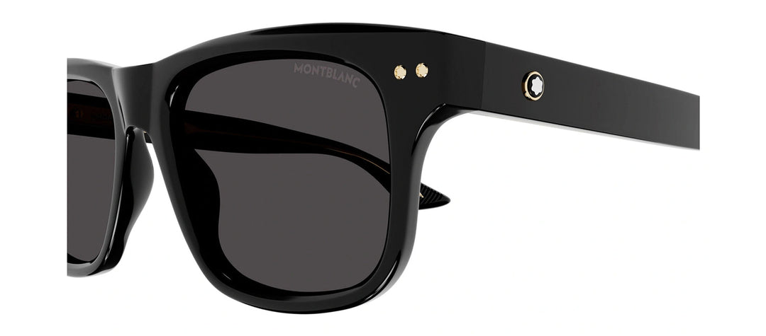 MontBlanc MB 0319S 001 Rectangle Plastic Black Sunglasses with Grey Lens