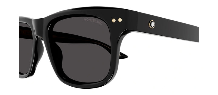 MontBlanc MB 0319S 001 Rectangle Plastic Black Sunglasses with Grey Lens