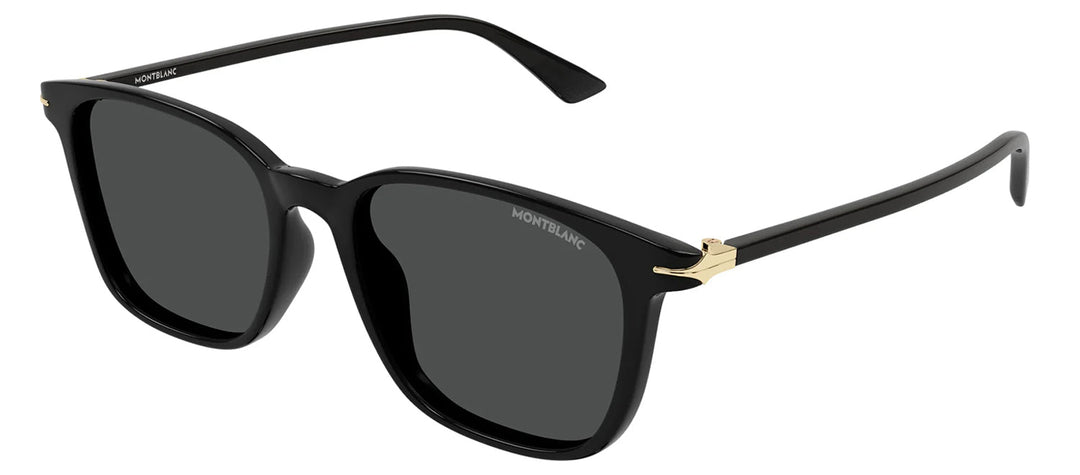 MontBlanc MB 0338S 001 Square Plastic Black Sunglasses with Grey Lens