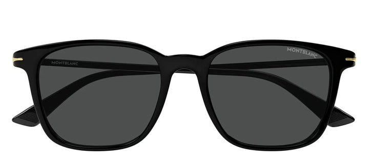 MontBlanc MB 0338S 001 Square Plastic Black Sunglasses with Grey Lens
